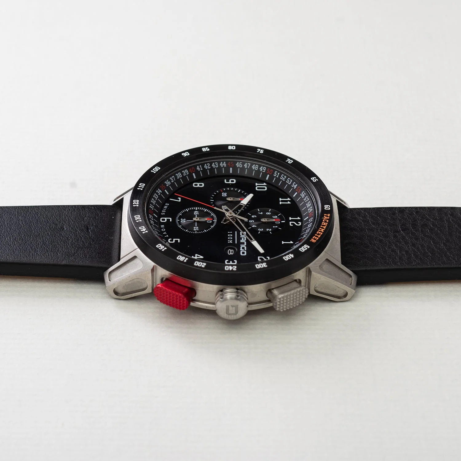 CR-01 - CHRONO WATCH WITH ITALIAN LEATHER STRAP - JET BLACK